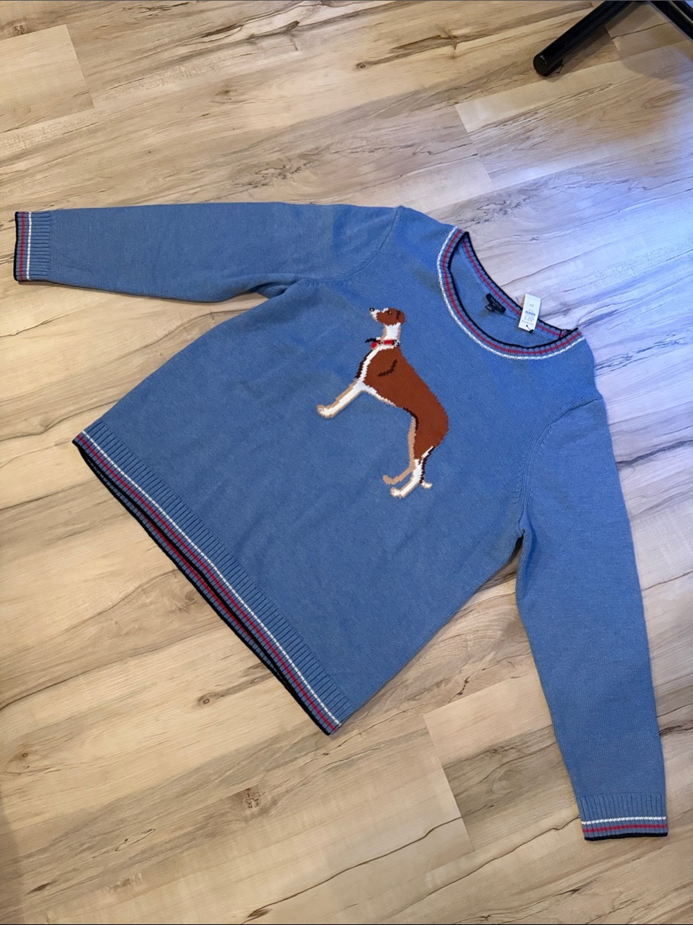 NWT Talbots Light Blue Crewneck Sweater with Brown Dog Motif size 2x